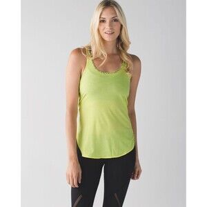 Lululemon Tank Top What The Sport Singlet Racerback Yellow Striped Animal Trim 4